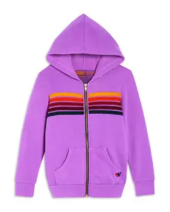 Худи унисекс на молнии с пятью полосками - для маленьких и больших детей. Aviator Nation, фиолетовый