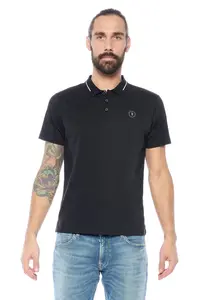 Рубашка-поло Le Temps Des Cerises "ARON" с модными контрастными полосками, черный