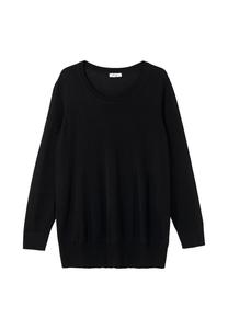 Легкий вязаный свитер с ребристым поясом sheego, черный