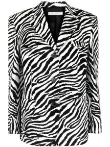 Alessandra Rich однобортный блейзер с зебровым принтом, белый