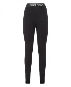 Леггинсы с высокой талией, украшенные кристаллами. Philipp Plein, черный
