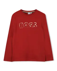 Футболка для мальчика 100% хлопок с длинными рукавами BOSS Kidswear, красный
