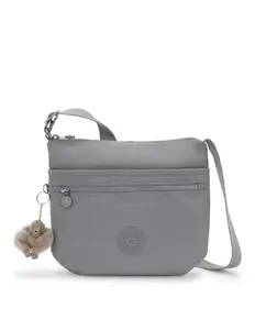 Женская сумка среднего размера с застежкой-молнией и брелоком Kipling, серый