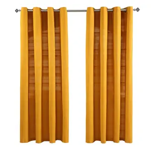 Шторы HOMESCAPES Rajput, комплект из 2 шт., хлопковые, 137 x 137 см, горчично-желтые Homescapes
