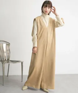 Замшевый комбинезон с защипами на плечах Kbf, цвет Beige