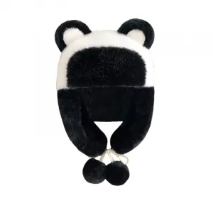 Милый плюшевый медвежонок в шапке-ушанке Brangdy, черный