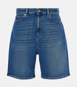 Кожаные бермуды из денима Valentino, Medium Blue Denim