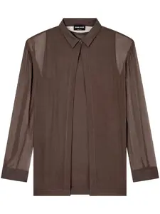 Двухслойный шелковый топ GIORGIO ARMANI, коричневый