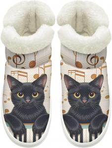 Зимние Ботинки на Легком Надевании для Женщин и Мужчин с Эластичной Липучкой у Щиколотки, Пушистые Снежные Ботинки с Меховой Подкладкой, Удобные, Нескользящая Подошва Cugasmaru, Cat