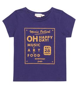 Футболка из хлопкового джерси с принтом Bonpoint, индиго