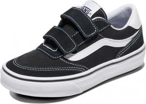 Vans Unisex-Child Brooklyn Ls V Shoe | низкие кроссовки для маленьких детей, мальчиков и девочек, детская обувь, Suede/Canvas Black/White