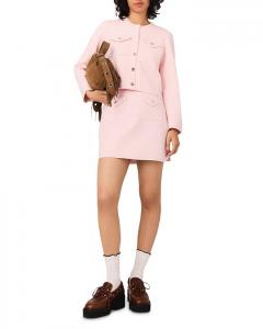 Короткая юбка трикотажная с декоративной строчкой Maje, розовый