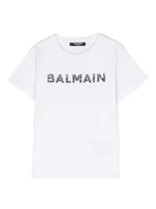 Футболка с пайетками Balmain Kids, белый