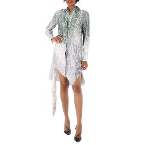 Off-White Grey Black Off-White Spiral Асимметричное платье-рубашка в серо-черном цвете