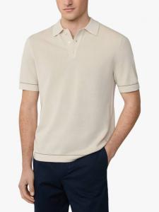 Вязаная хлопковая поло с короткими рукавами Hackett London, Stone Beige