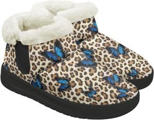 Женские зимние ботинки с меховой подкладкой, короткие зимние ботинки для женщин для холодной погоды Fuojuvelie, Butterfly Leopard Print