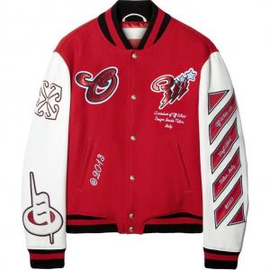 Куртка университетская шерстяная Scorpio Lea Off-White, красный