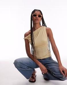 Топ Topshop Twist на одно плечо цвета пахты