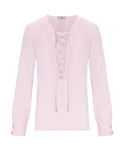 Блузка кварцевого цвета со шнуровкой Elisabetta Franchi, розовый