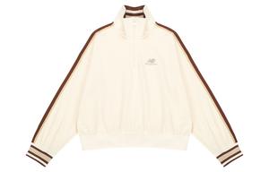 Полосатый вязаный худи на молнии желтый New Balance, светло-желтый