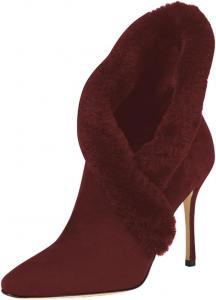 Женские ботильоны FOWT с круглым носком, мехом и высокой шпилькой, теплые осенне-зимние ботинки на каблуке, размеры 4-16 US, Red