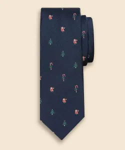 Шелковый галстук с изображением рождественской елки, изготовленный в США.