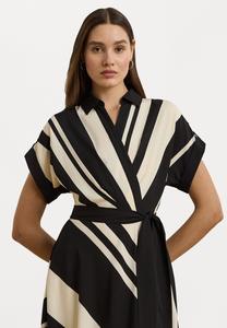 Повседневное платье STRIPED BELTED CREPE DRESS Lauren Ralph Lauren, бежевый