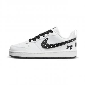 Nike Детские низкие кеды для скейтбординга Court Borough Black Sugar Polka Dot из синтетической кожи, износостойкие