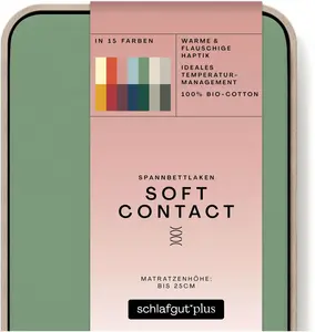 Простыня Schlafgut "Soft Contact", 100% органический хлопок 90-100х190-200 см, 1 шт., зеленый