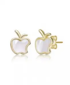 Детские серьги-гвоздики в форме яблок, покрытые 14-каратным золотом и белым перламутром Gigigirl, gold