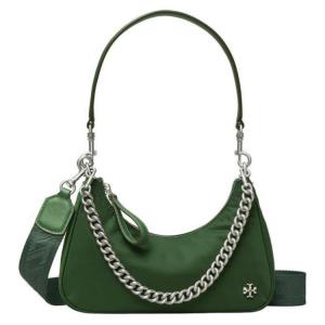 MERCER Переработанный нейлон с кожаной отделкой полумесяц сумка портативная через плечо сумка на плечо женская темно-зеленая TORY BURCH