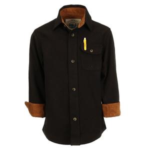 Детская фланелевая рубашка Gioberti с одним карманом и вельветовым контрастом, черный