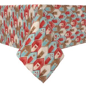 Квадратная скатерть, 100% хлопок, 60х60 дюймов, деревянные домики в морском стиле