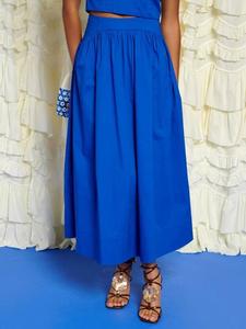 Юбка миди с высокой талией из хлопковой смеси Sister Jane, Blue