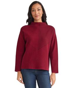 Женский полосатый свитер с высоким воротником-стойкой Jones New York, Jones Black / Venetian Red