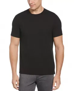 Мужская футболка с ребристой вязкой и круглым вырезом Perry Ellis, черный