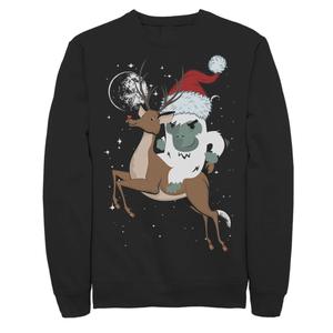 Мужской флисовый свитшот с круглым вырезом Yeti Riding Rudolf Christmas Licensed Character