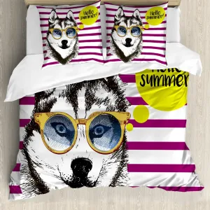 Пододеяльник ABAKUHAUS из аляскинского маламута, в полоску, с защитой от клещей, подходит для аллергиков, с наволочками, 200 x 200 см - 80 x 80 см, разноцветный