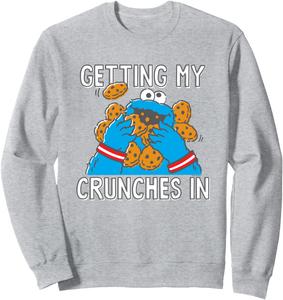 Толстовка с изображением Коржика из Улицы Сезам и надписью Мои хрустящие штучки Sesame Street, серый