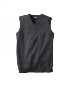 Мужской легкий жилет-свитер с V-образным вырезом KingSize, черный