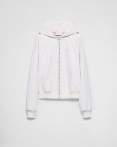 Кожаная худи на молнии Prada, белая