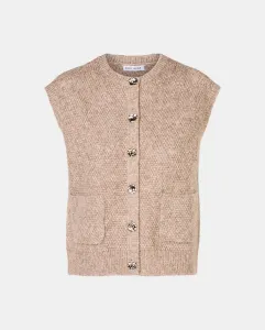 Женский вязаный жилет с металлической пуговицей Easy Wear, коричневый