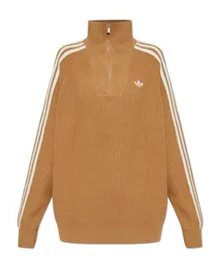 Свитер с высоким воротником и застежкой-молнией Adidas Originals, бежевый