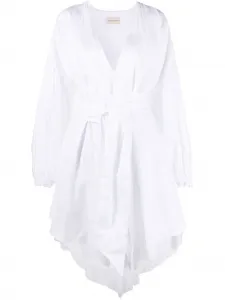 Платье миди с длинными рукавами и сборками Alexandre Vauthier, белый