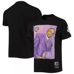 Мужская черная футболка Mitchell & Ness Vince Carter Toronto Raptors Hardwood Classics Draft Day Colorwash