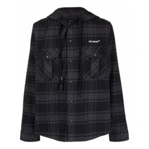Рубашка Off-White SS22 Plaid hooded Long Sleeves Shirt Version Black