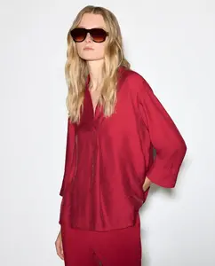 Женский топ с длинными рукавами, гладкий Woman El Corte Inglés, вишневый