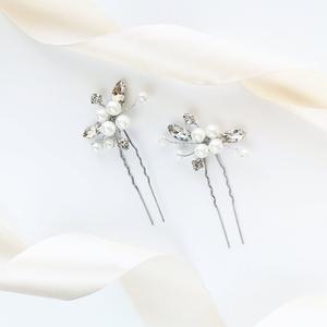 Набор свадебных серебряных пучков - нежный Набор свадебных украшений для волос Kokonet