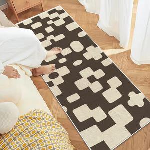 Budis Ковер 50х180 см из искусственного кашемира в скандинавском стиле, клетчатый, для спальни/гостиной, противоскользящий