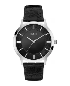 Мужские аналоговые часы с черным кожаным ремешком, 44 мм Guess, black
